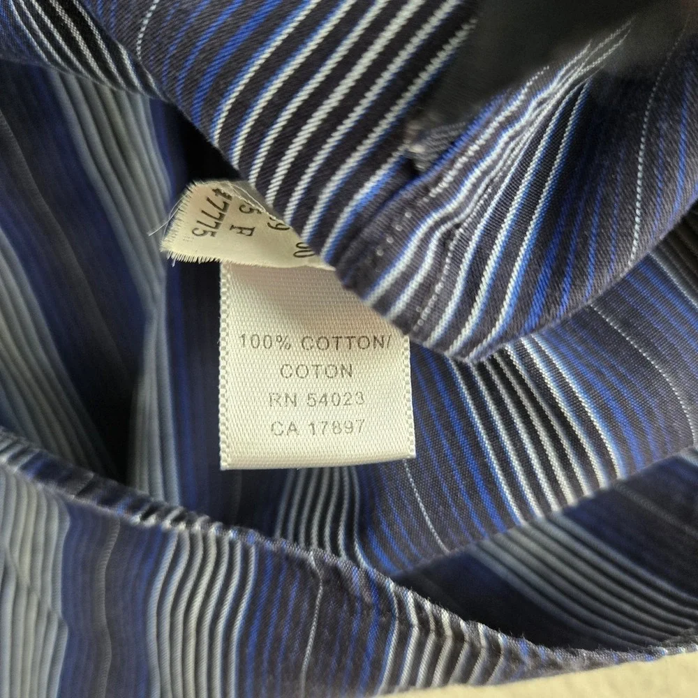 Vintage Banana Republic Shirt Mens Large 16/16.5 Blue Striped Flip Cuffs Career
